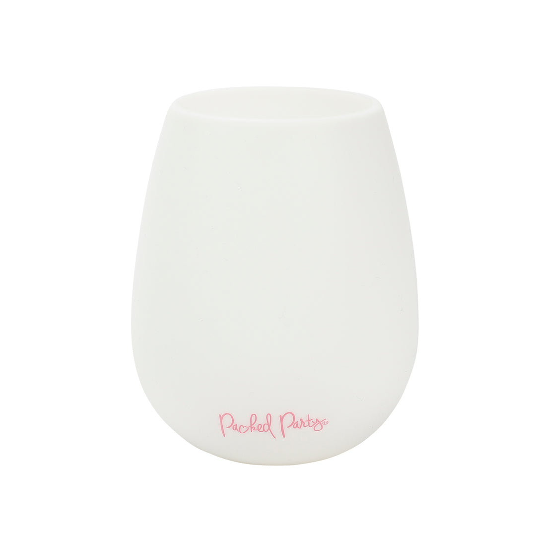 Packed Party Bride to Be Silicone Stemless Wine Glass - 13.5 oz Shatterproof Bridal Wine Cup with Pink Script Text for Bachelorette Parties and Bridal Showers