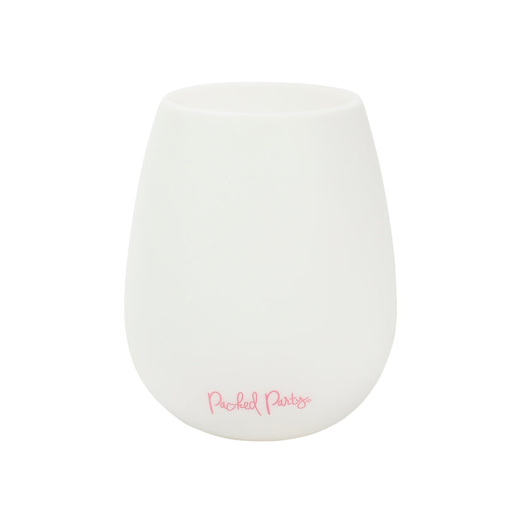 Packed Party Bride to Be Silicone Stemless Wine Glass - 13.5 oz Shatterproof Bridal Wine Cup with Pink Script Text for Bachelorette Parties and Bridal Showers
