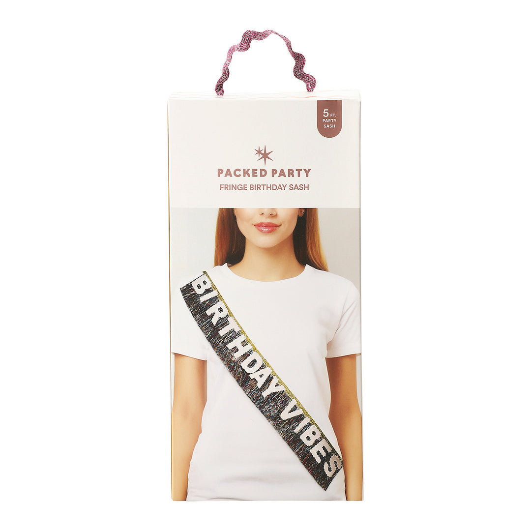 Birthday Vibes Tinsel &amp; Glitter Sash