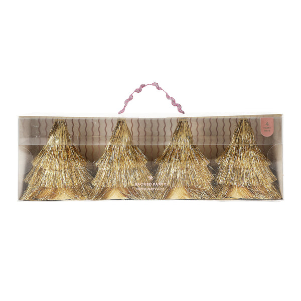 Golden Girl Mini Gold Fringe Party Hats Set