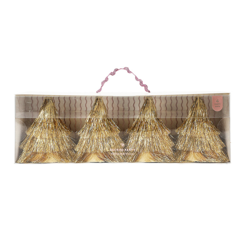 Golden Girl Mini Gold Fringe Party Hats Set
