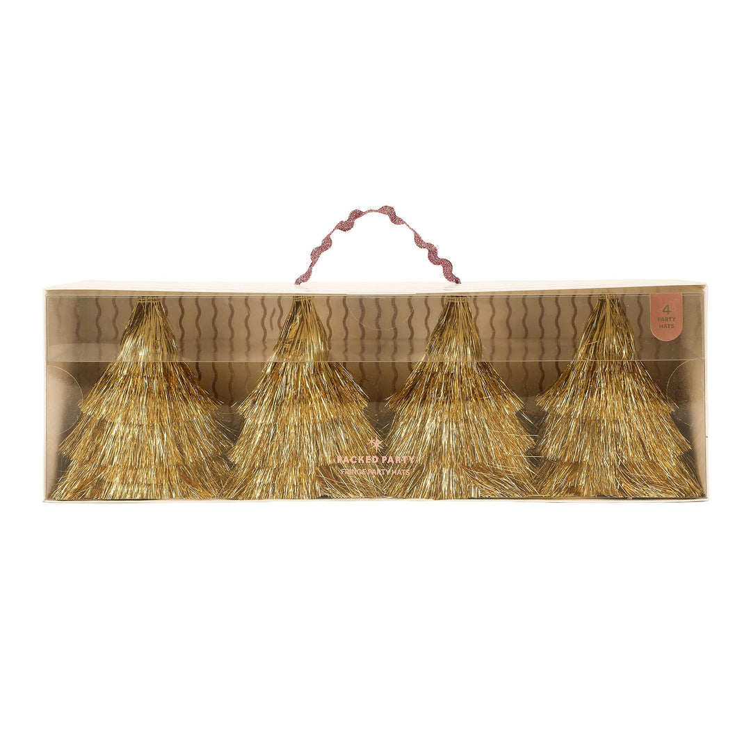 Golden Girl Mini Gold Fringe Party Hats (4 ct)