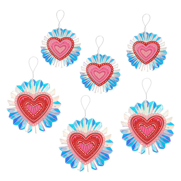 Decorative Valentine Hearts Pack - Garland & Table Decor (set of 6)