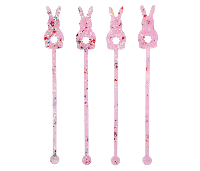 Confetti Bunny Acrylic Drink Stirrers (4 ct)