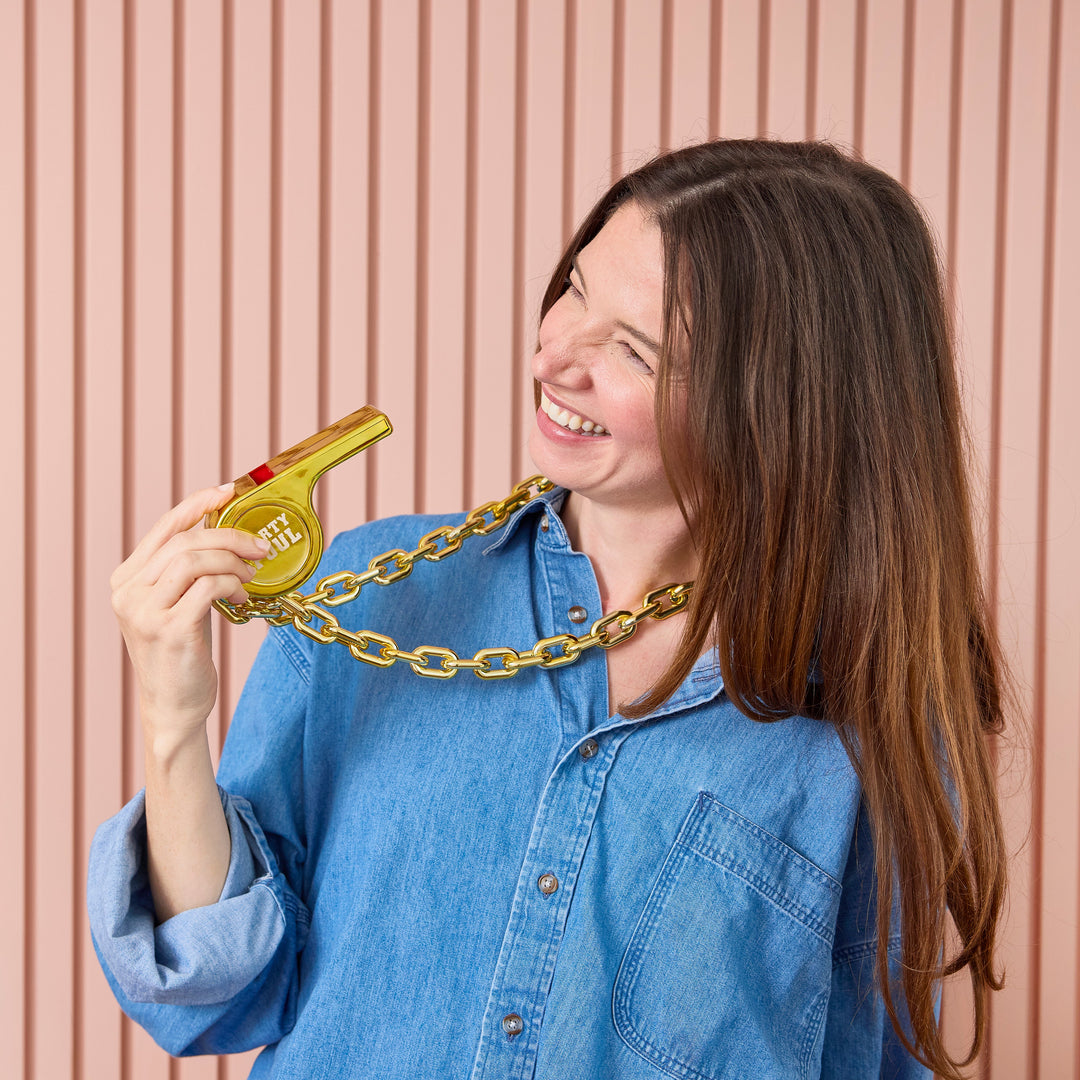 PARTY FOUL JUMBO WHISTLE AND CHAIN