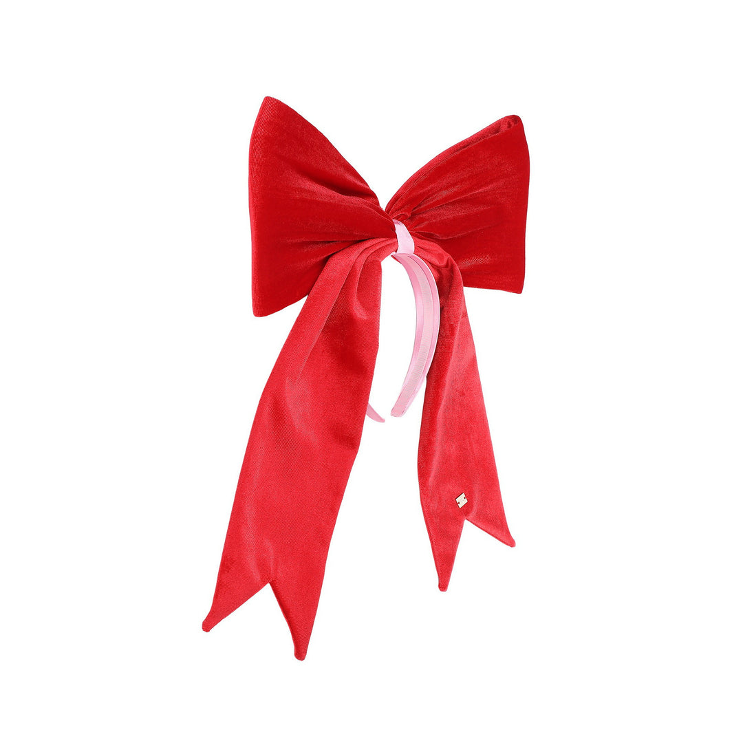 Packed Party Giant Velvet Bow Headband, Red