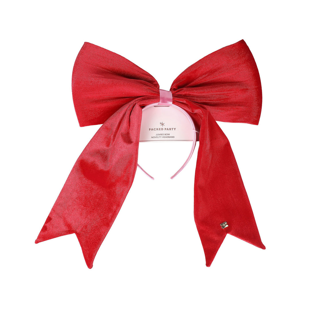 Packed Party Giant Velvet Bow Headband, Red