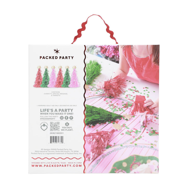 Colorful Tinsel Christmas Tree Confetti Crackers (6 Count)