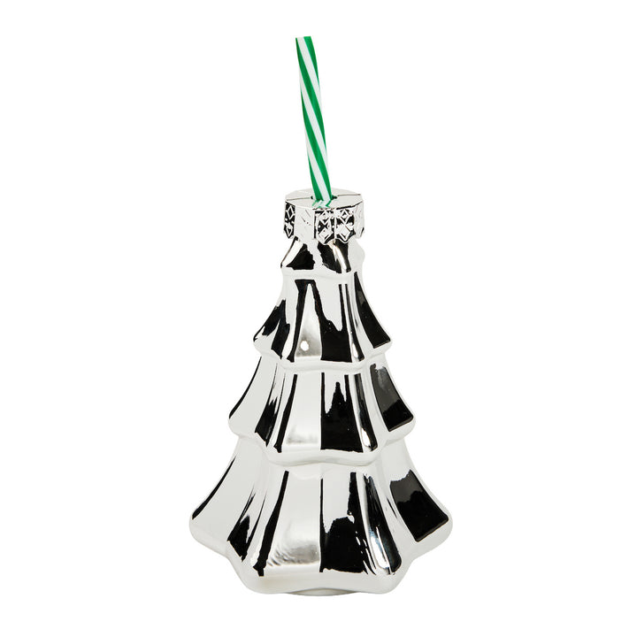 Metallic Glass Christmas Tree Sipper Set (4 count)
