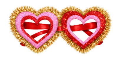 Packed Party Tinsel Heart Novelty Glasses, Pink Glitter &amp; Gold Fringe Party glasses for Valentine’s Day, Galentine’s &amp; Celebrations