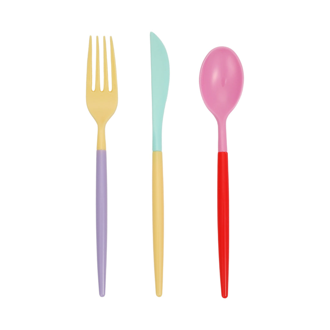 Packed Party Multicolor Two-Toned Cutlery Party Accessory Set