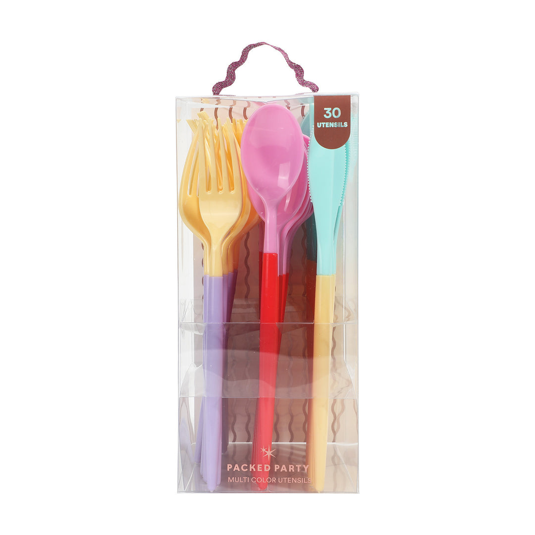 Packed Party Multicolor Two-Toned Cutlery Party Accessory Set