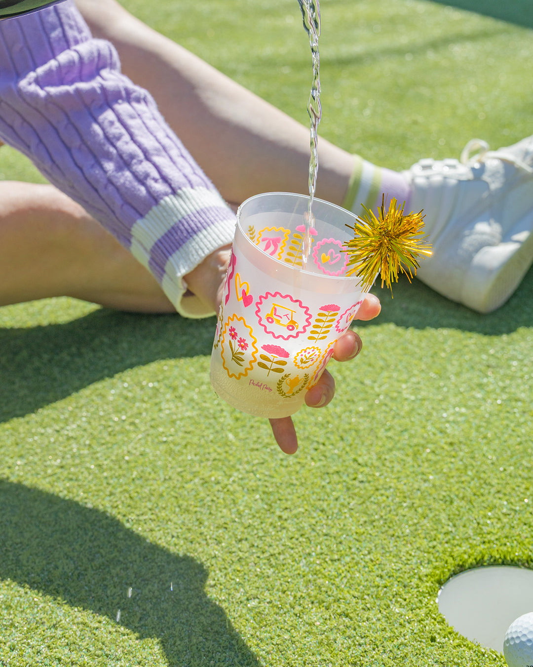 Forever Fun Social Club Reusable Stackable Cups with Pom Pom Stirs
