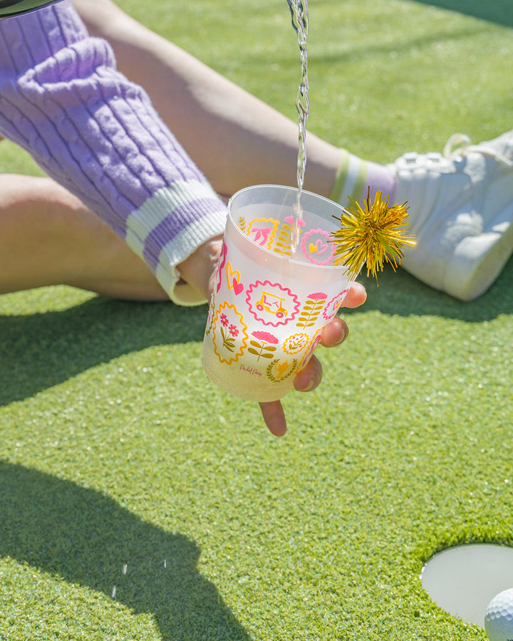 Forever Fun Social Club Reusable Stackable Cups with Pom Pom Stirs