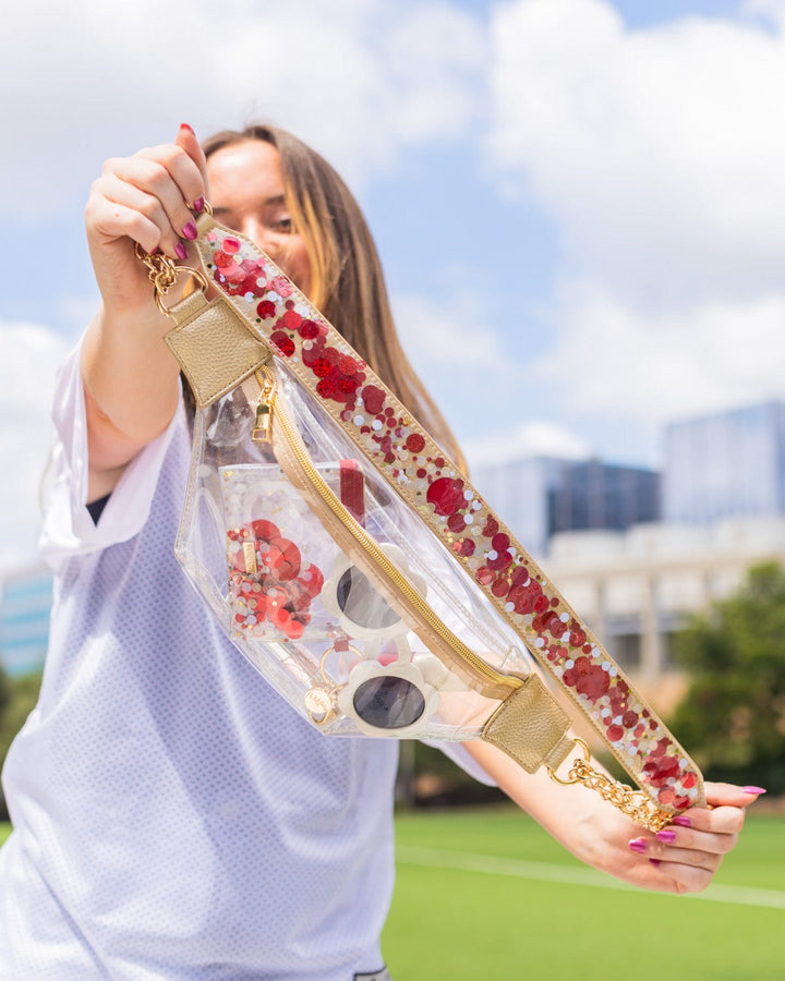 RALLY RED ADJUSTABLE CONFETTI BAG STRAP