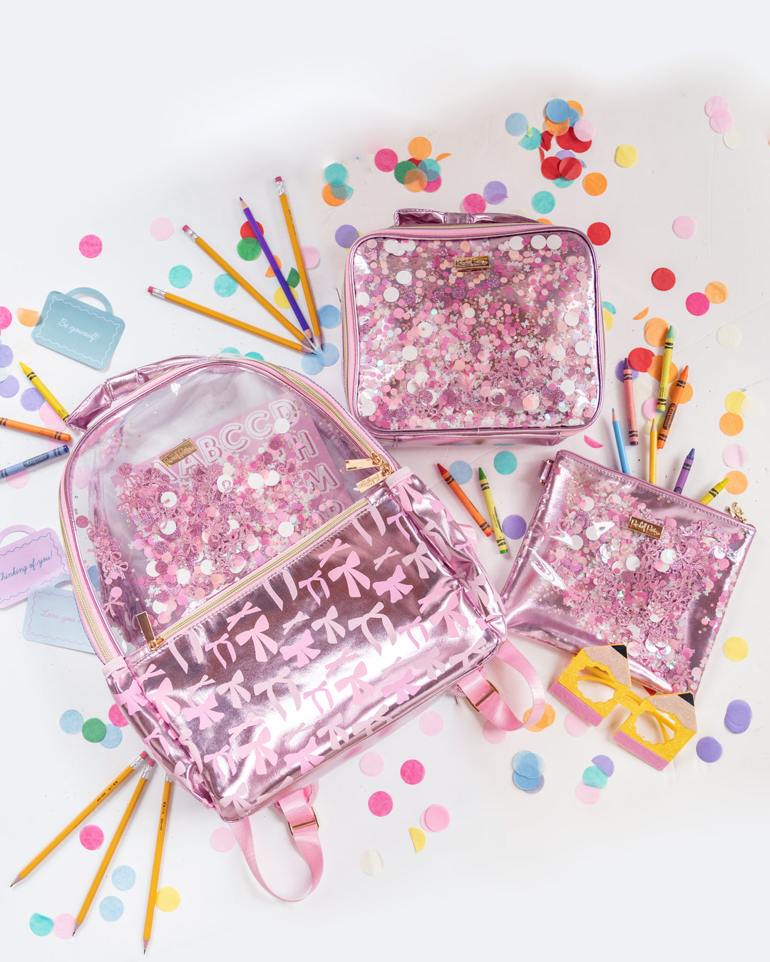 Pink Bows &amp; Confetti Backpack