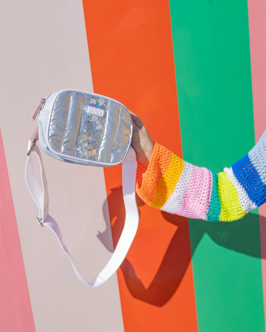 Metallic Confetti Puffer Belt Bag