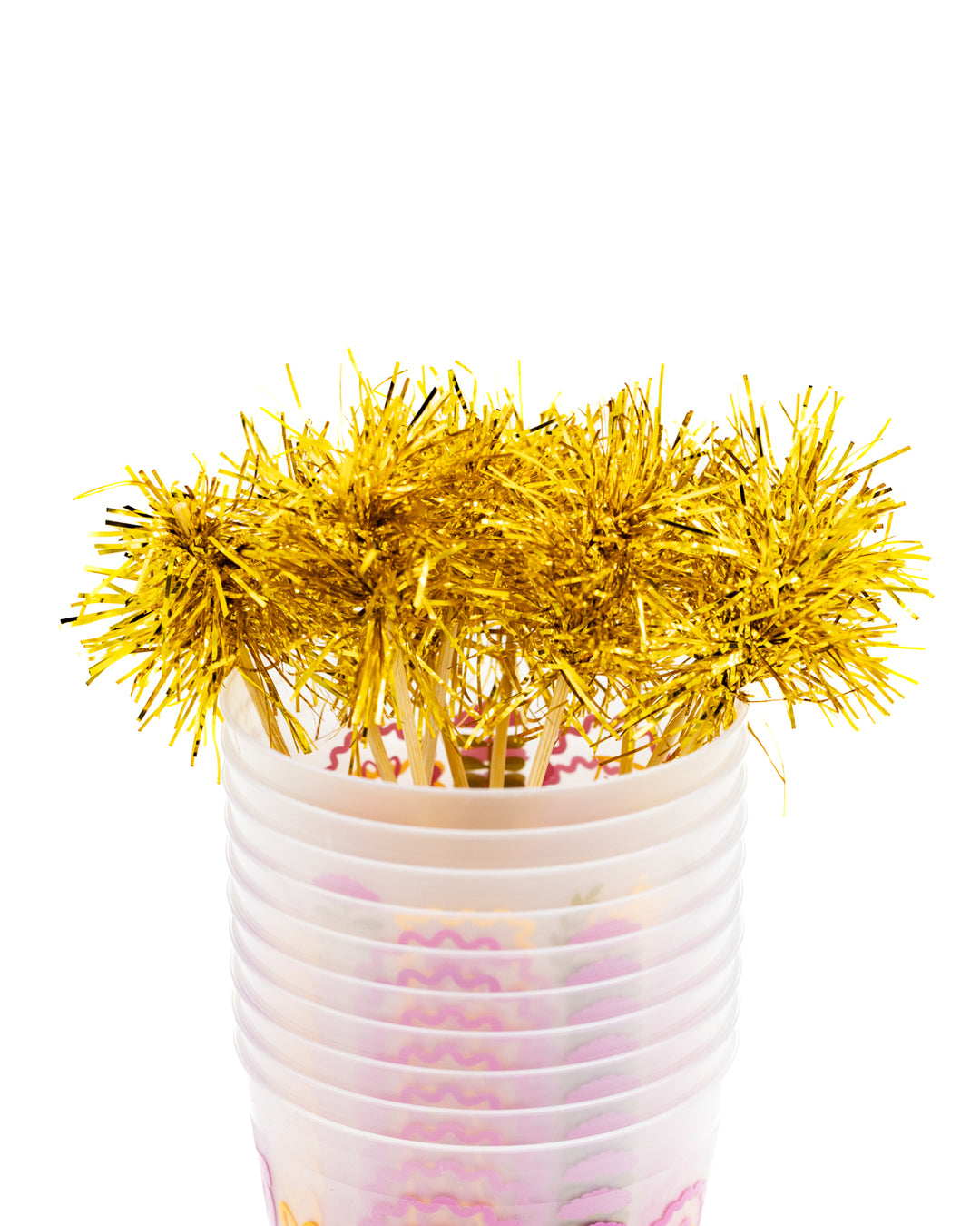 Forever Fun Social Club Reusable Stackable Cups with Pom Pom Stirs