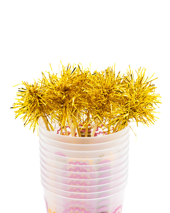 Forever Fun Social Club Reusable Stackable Cups with Pom Pom Stirs