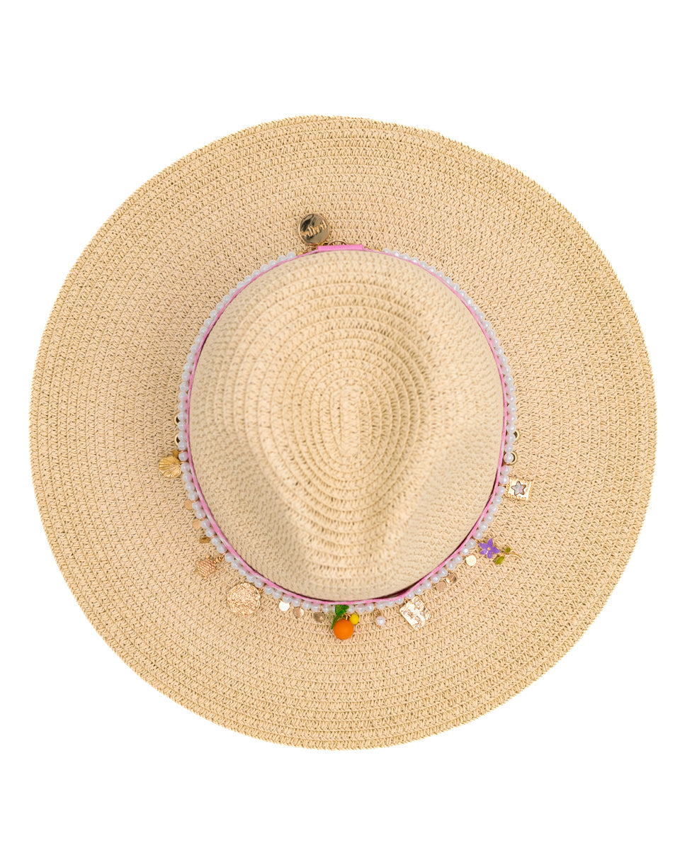 Straw Sun Hat with Charms