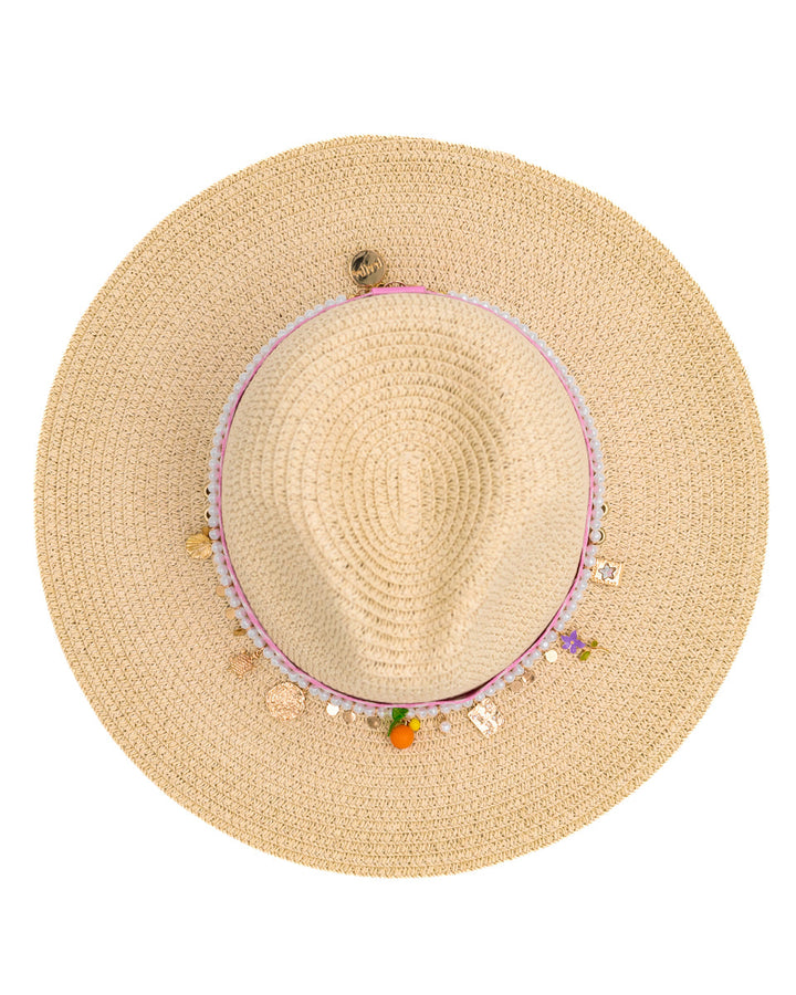 Straw Sun Hat with Charms
