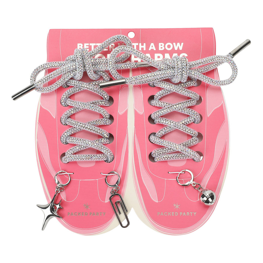 BETTER WITH A BOW RHINESTONE PAVE SHOW LACES AND CHARMS SET