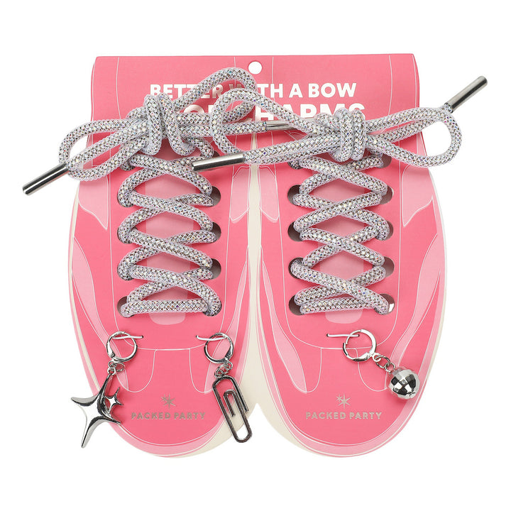BETTER WITH A BOW RHINESTONE PAVE SHOW LACES AND CHARMS SET