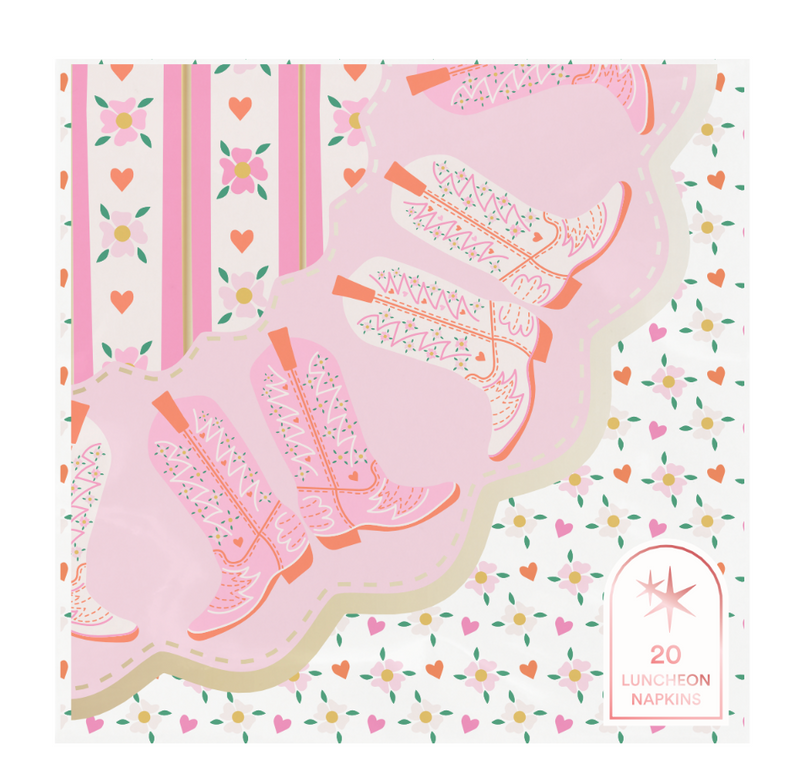 Boot Scoot Blooms Diecut Dessert Napkin Set