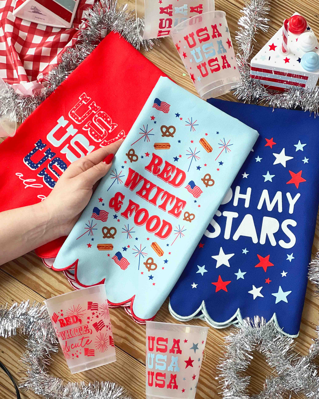 Red, White, &amp; Food Patriotic Cotton Tea Towel