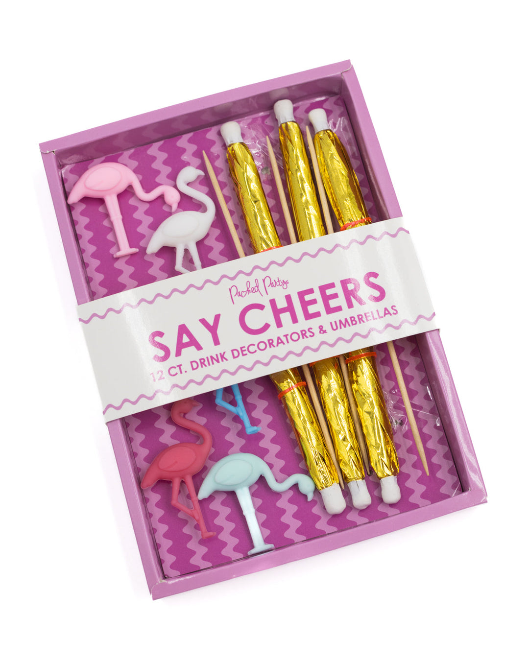 Flamingo Drink Charm &amp; Umbrella Stirrers Set