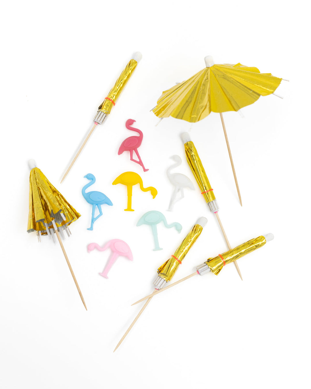 Flamingo Drink Charm &amp; Umbrella Stirrers Set