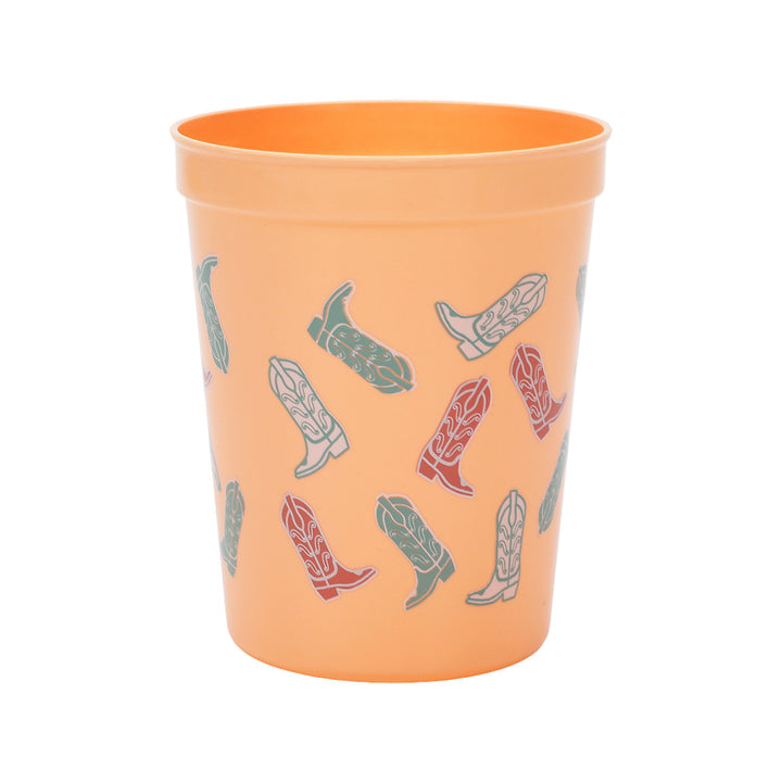 Packed Party Cowboy Boot Print Party Cups Set of 10 - Durable Plastic Cups with Allover Boot Pattern for Western, Bachelorette, and Cowgirl Parties