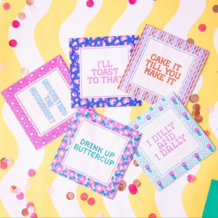 Packed Party Cheeky Sayings Cocktail Napkin Tray (6 sayings)