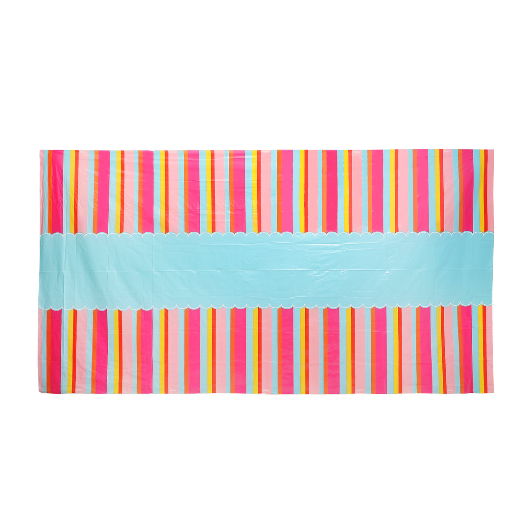 Packed Party Pastel Stripes 54" X 108" Reusable Table Cover