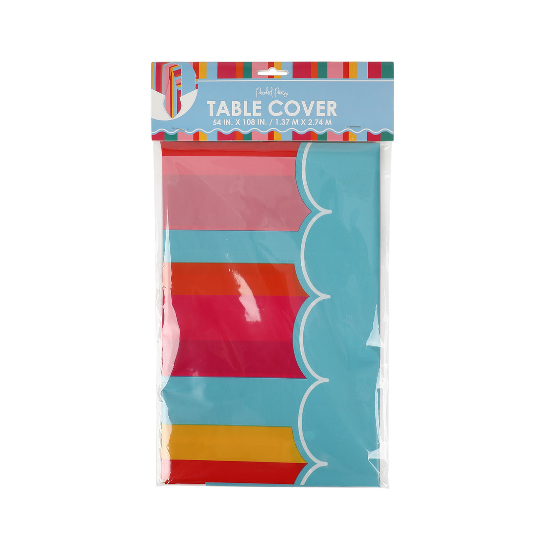 Packed Party Pastel Stripes 54" X 108" Reusable Table Cover