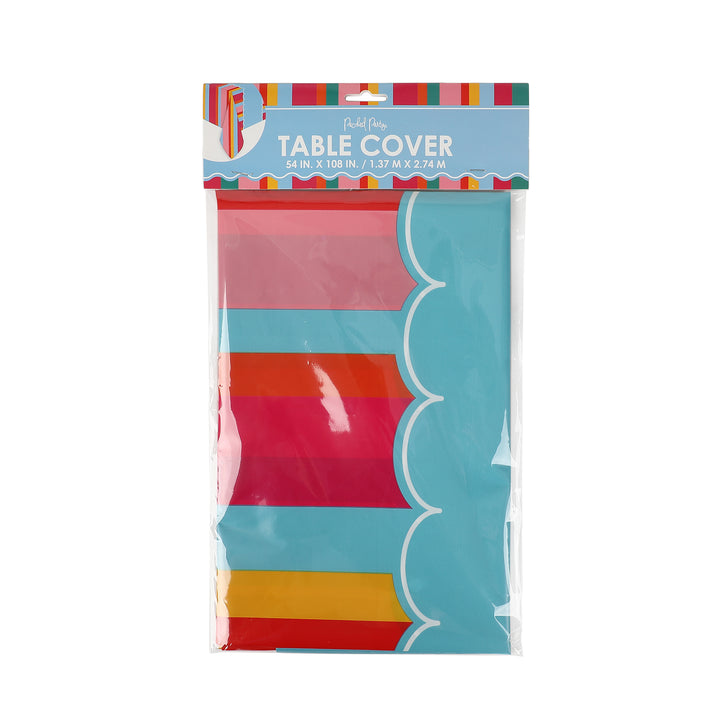 Packed Party Pastel Stripes 54" X 108" Reusable Table Cover