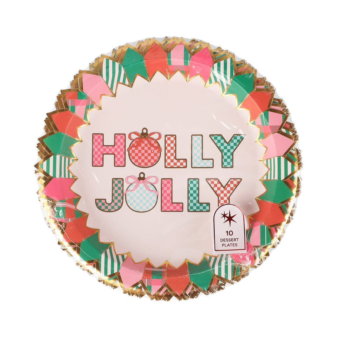 Holly Jolly Christmas Dessert Plates (10 count)