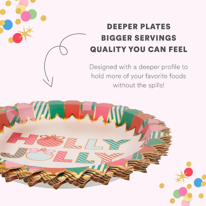 Holly Jolly Christmas Dessert Plates (10 count)