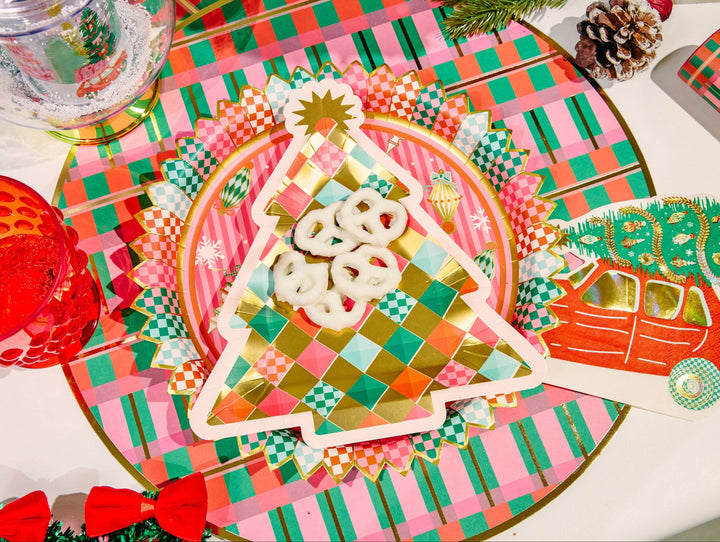 Gold Christmas Tree Dessert Plates (10 count)