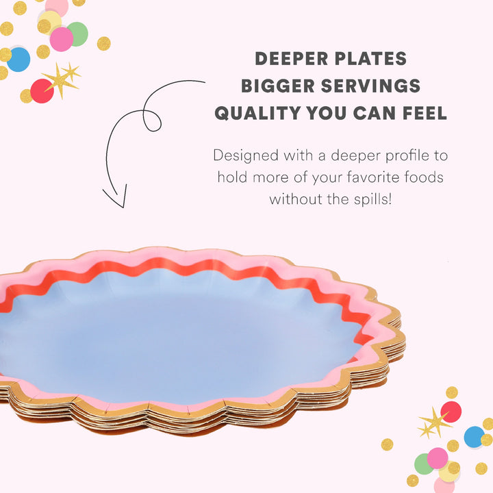 Rainbow Ric Rac Assorted Dessert Plates (10 ct, 5 colors)