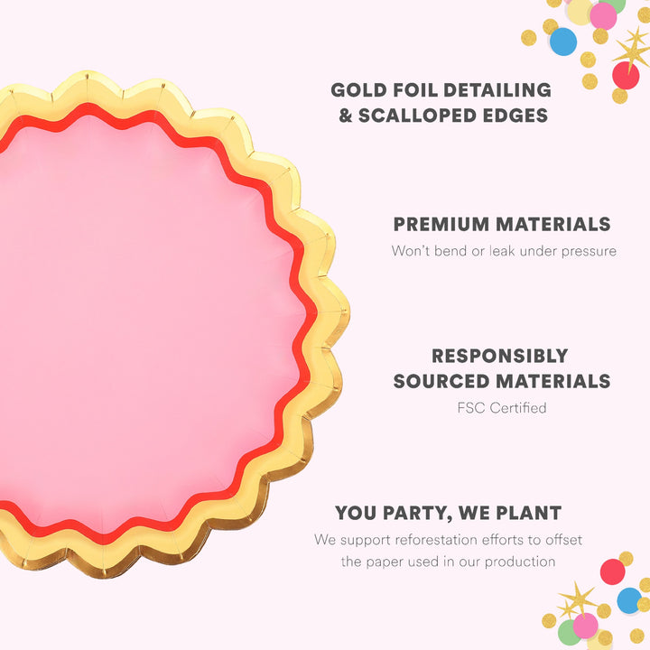 Rainbow Ric Rac Assorted Dessert Plates (10 ct, 5 colors)