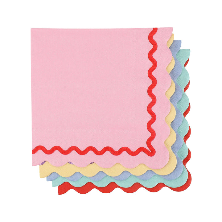 Rainbow Ric Rac Assorted Lunch Napkins (20 ct, 5 colors)