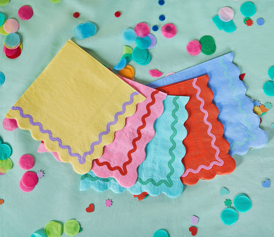 Rainbow Ric Rac Assorted Lunch Napkins (20 ct, 5 colors)
