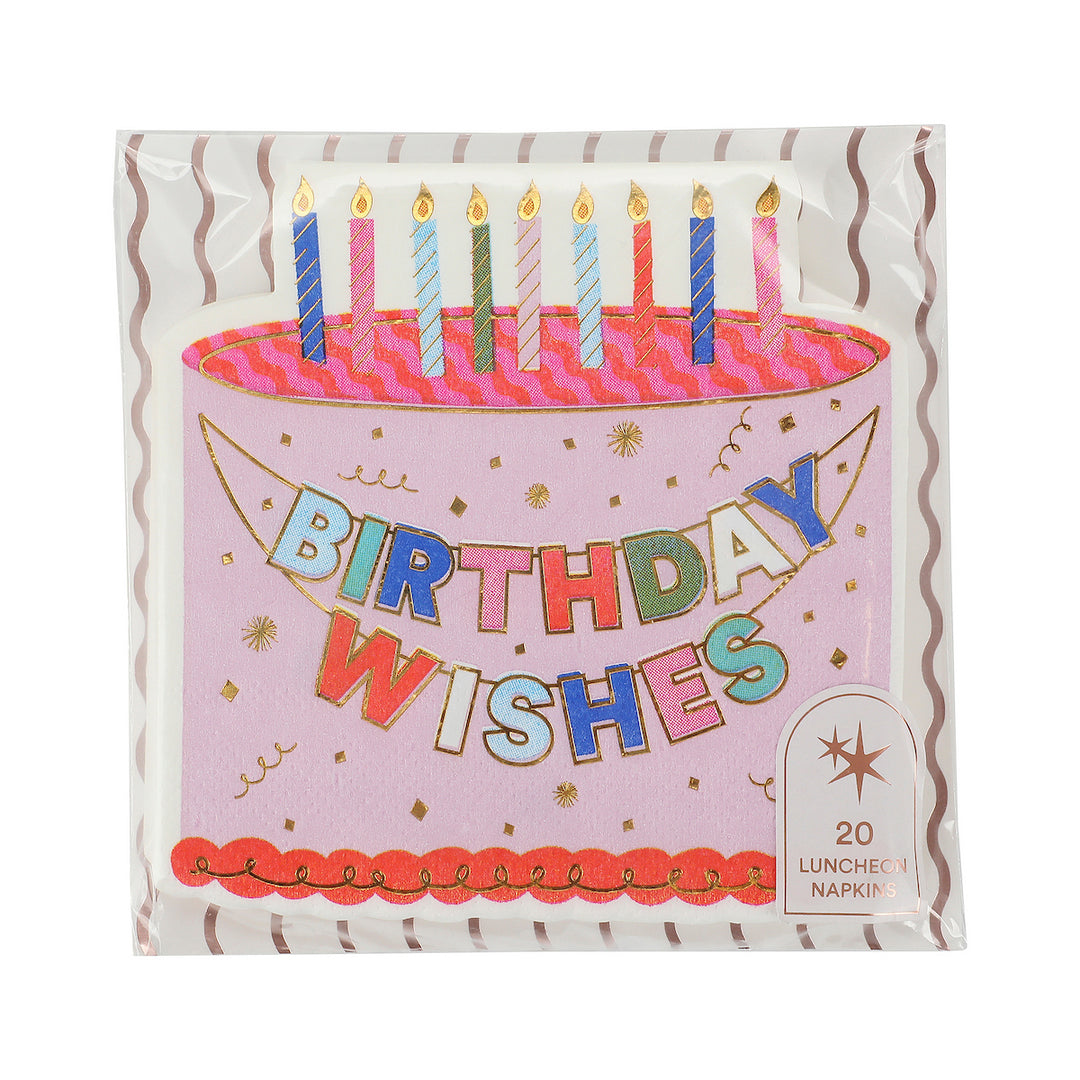Birthday Wishes Diecut Cake Napkins (20 ct)