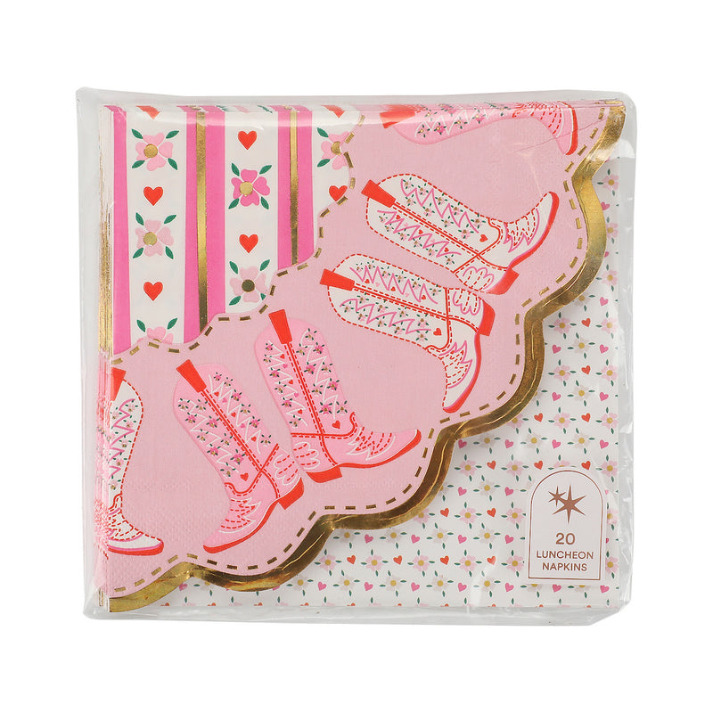 Boot Scoot Blooms Diecut Dessert Napkin Set