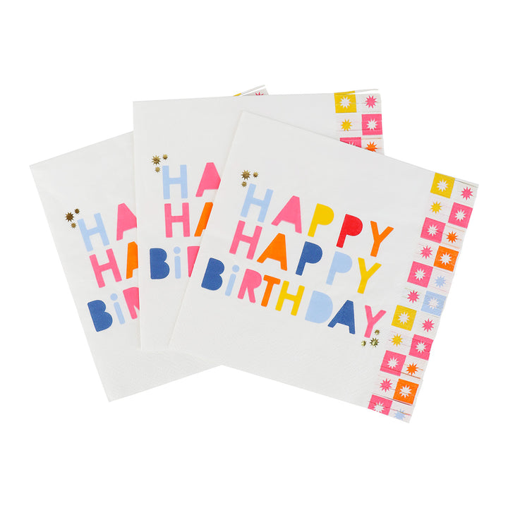 Packed Party Happy Happy Birthday 24-Count 3-Ply Napkin Set