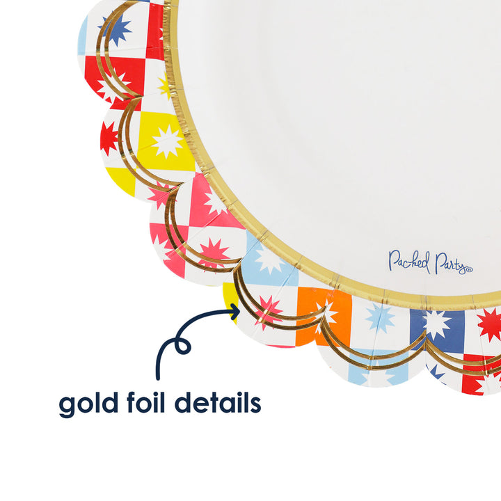 Packed Party Checkered Pinwheel 10-Count Paper Dessert Plates