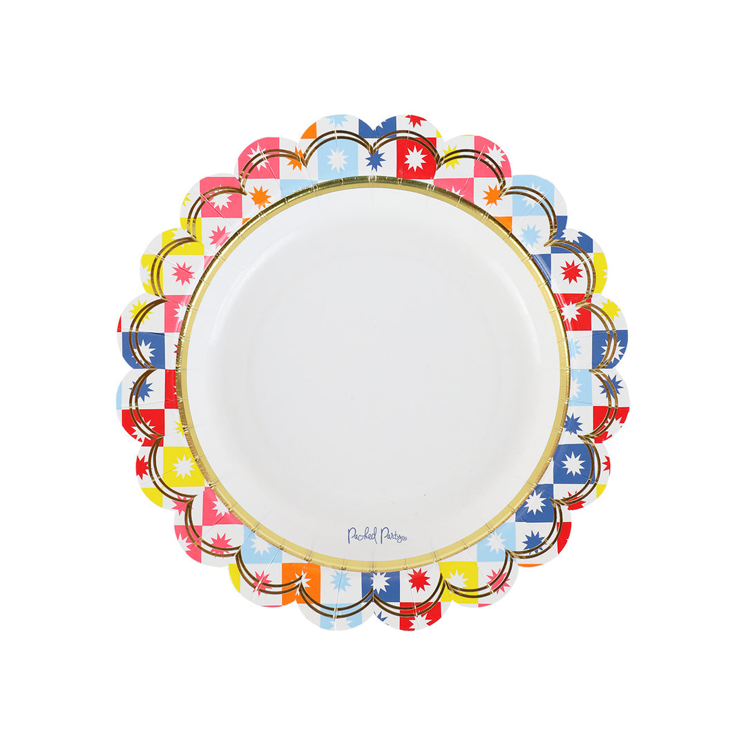 Packed Party Checkered Pinwheel 10-Count Paper Dessert Plates