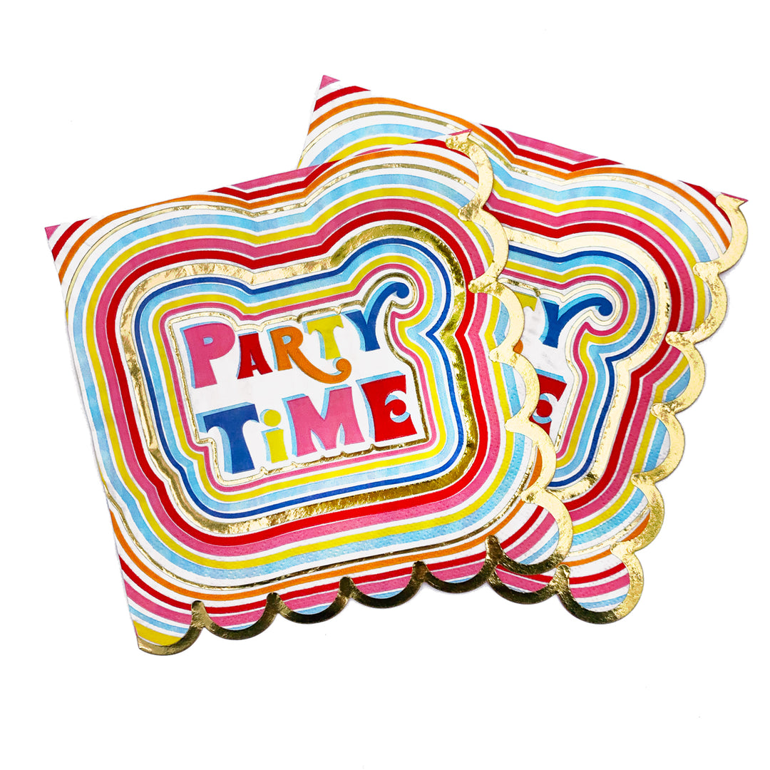 Party Time 24-Count 3-Ply Lunch Napkin Set by Packed Party | Rainbow Paper Napkins for Parties