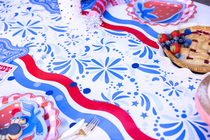 Star Spangled Spark Paper Table Runner (25 ft, cut to fit)